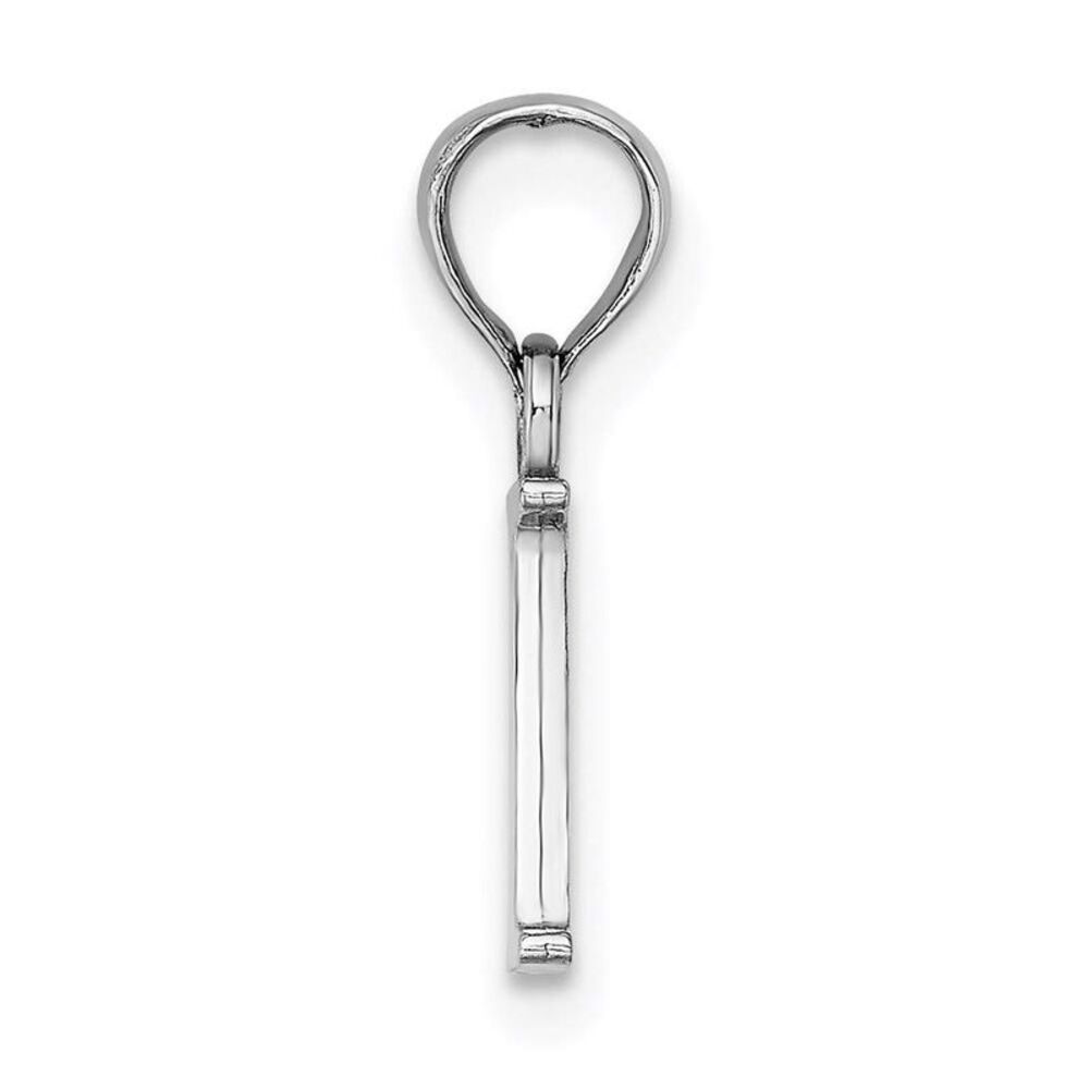 10k White Gold Polished I Block Initial Charm - image 7